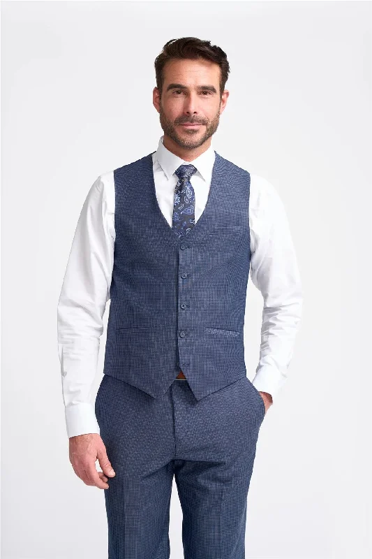 Weekend Savings Galore Men's Waistcoat Navy Check Tailored Fit Vest