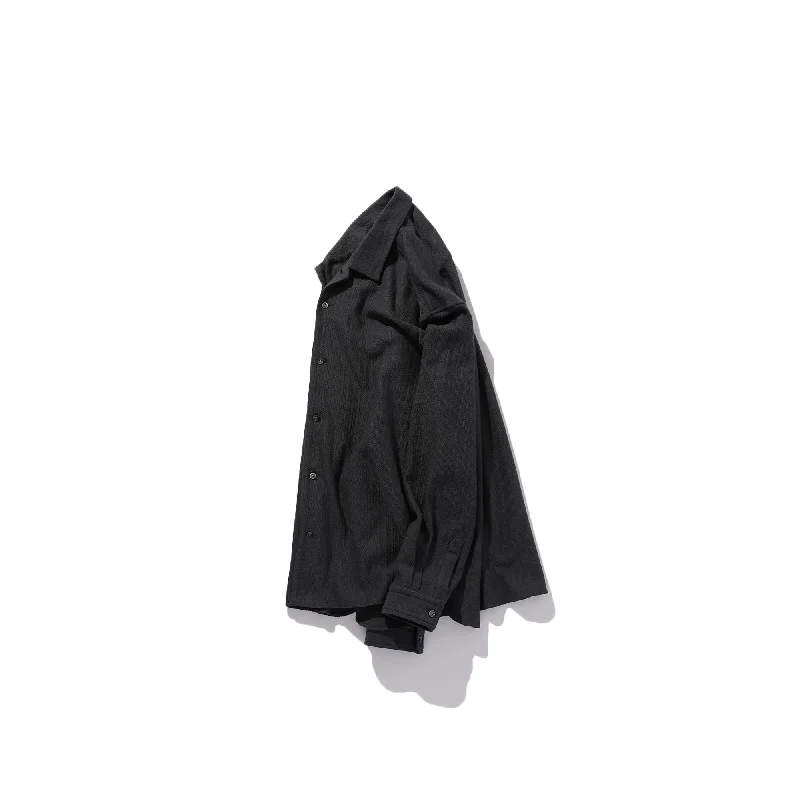 Midnight Sale LONG SLEEVE CAMP COLLAR SHIRT C  CHARCOAL