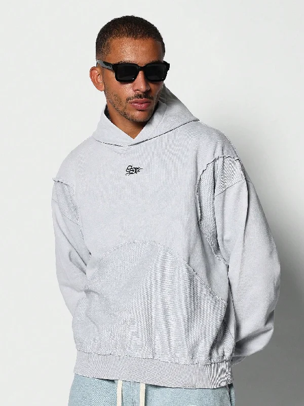 Weekend Offers That Shine Oversized Washed Raw Edge Hem Hoodie With Front Graphic Print