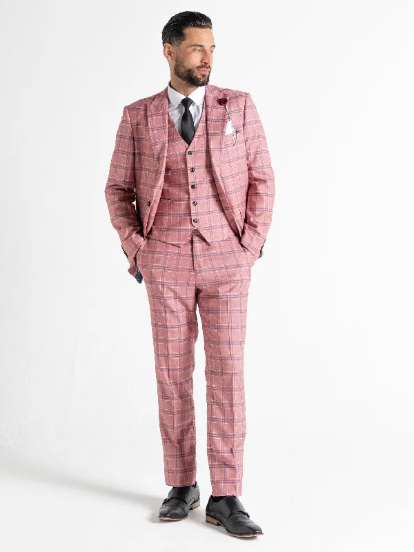 KENSINGTON ROSE WITH WHITE AND NAVY BLUE CHECK DETAILING