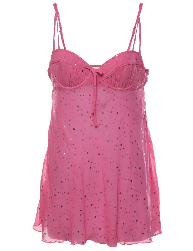 Super Bargain Pink Sparkly Y2K Babydoll - M