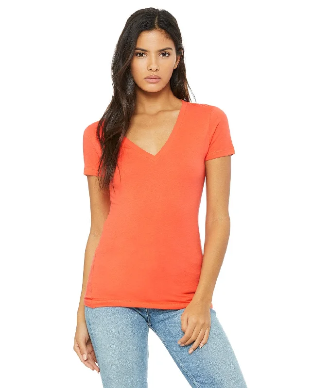 Instant Deal Bella+Canvas Ladies Deep V-Neck T-Shirt | Coral