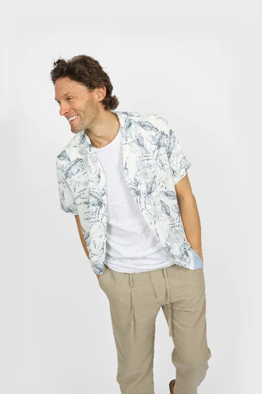 Today Only Relaxed Fit Malibu Cuban Collar Border Shirt