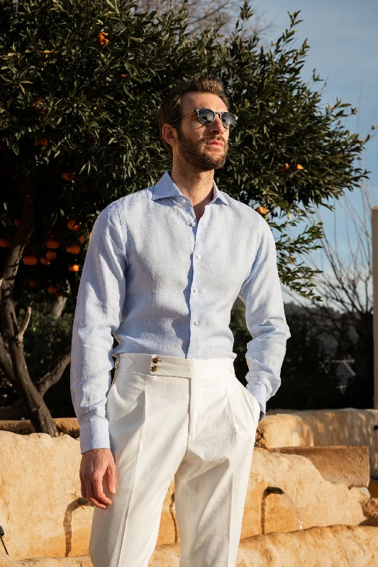 Weekend Bargains to Relish Light blue linen shirt - Made in Italy