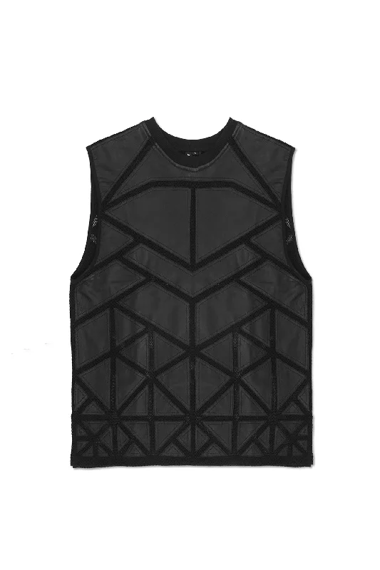 Unbeatable Deal LEATHER MOSAIC TUNIC IN BLACK