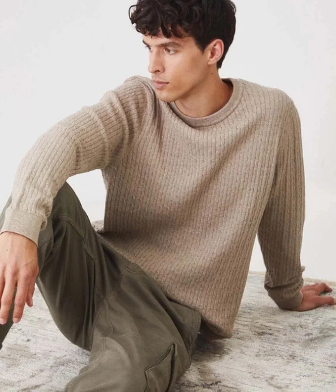 Don't Delay Stone Mens Wool Blend Cable Jumper