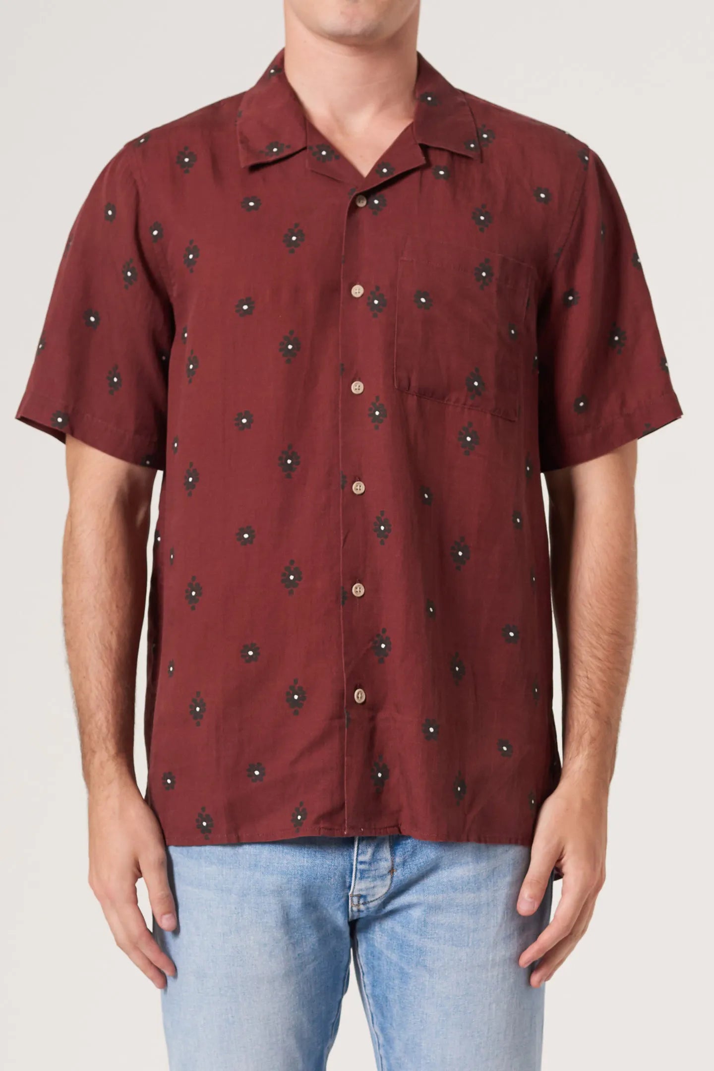 Neuw Curtis SS Knotted Shirt Oxblood