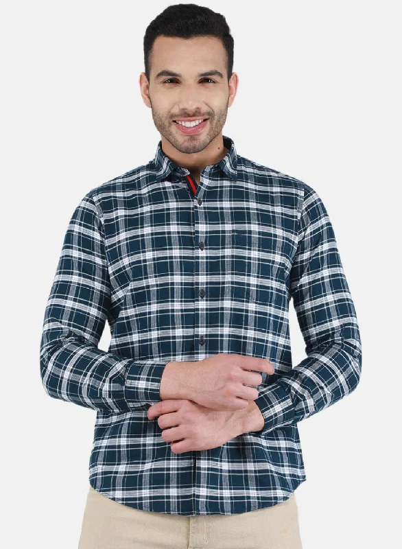 Men NAvy Blue Check Shirt