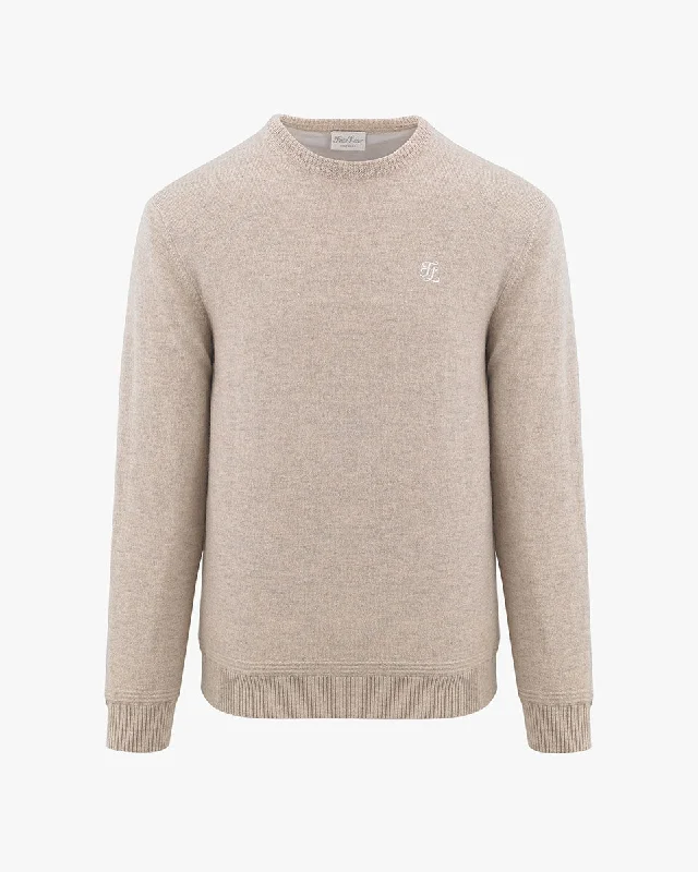 Special Price Men's round neck cashmere knit -Beige