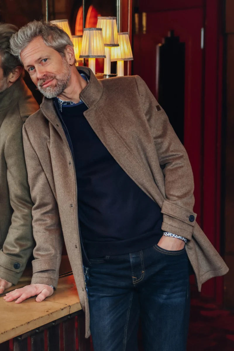 Savings Soar This Weekend Funnel Neck Overcoat - Fawn