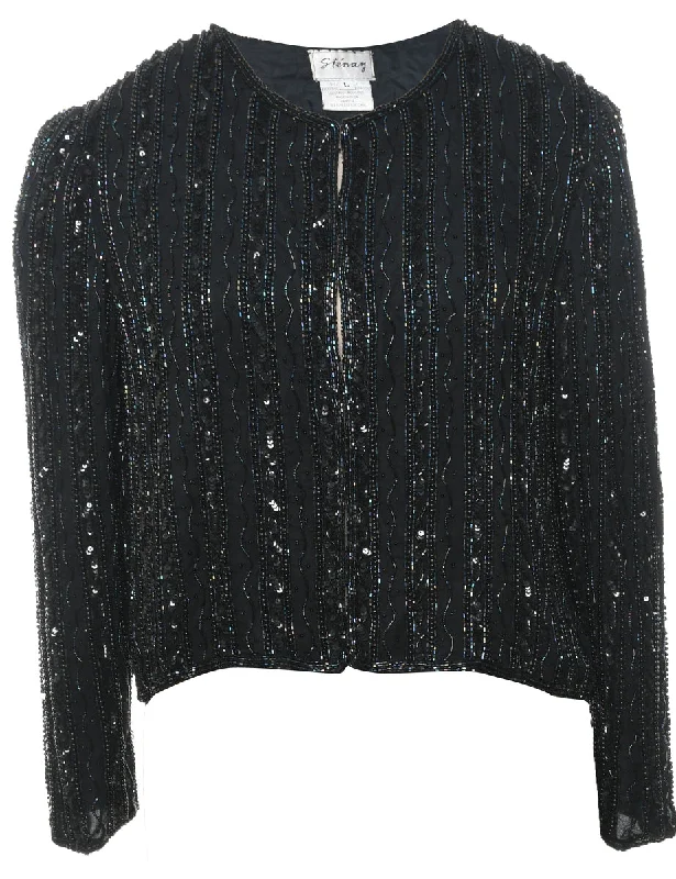 Silk Beaded Evening Jacket - L