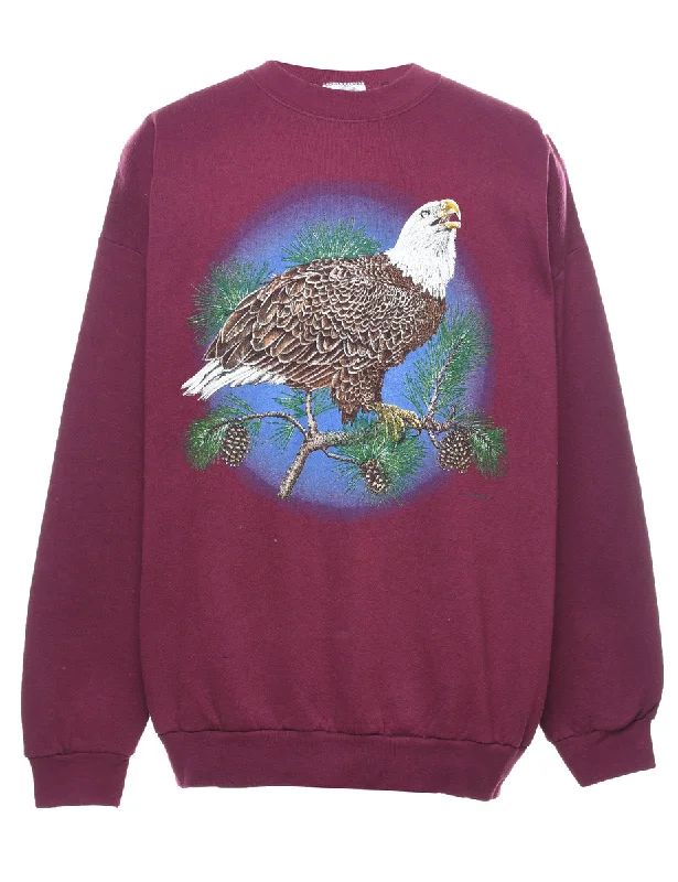 Weekend Deals That Sizzle Plum Eagle Design Animal Sweatshirt - XL