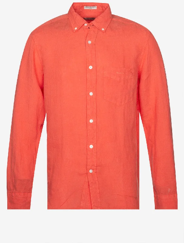 Weekend Savings Spectacular Regular Fit Garment Dyed Linen Shirt Burnt Orange