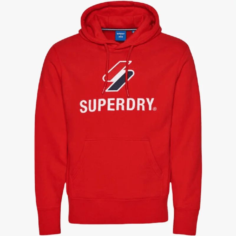 Superdry Mens Code Stacked Apq Hoody Red