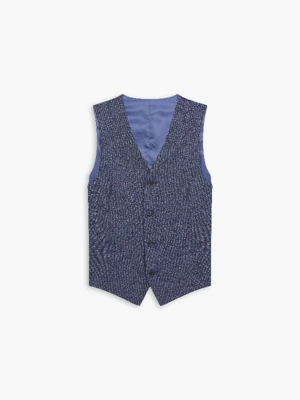 Lovell Infinity Slim Fit Blue Semi Plain Waistcoat