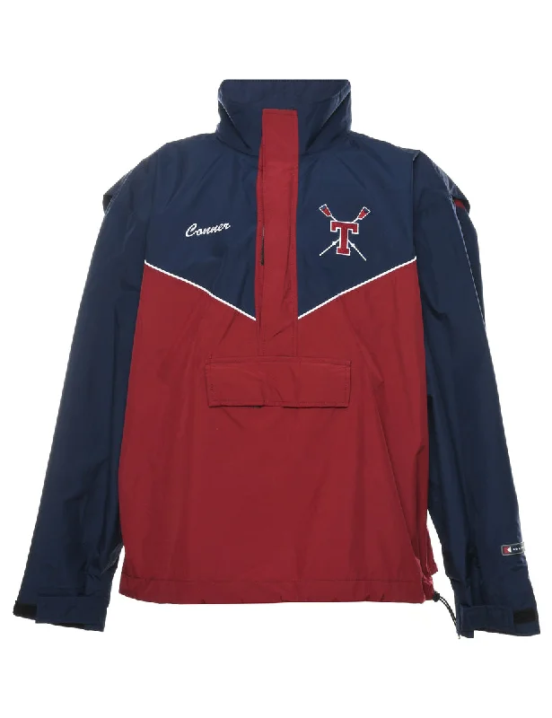 Final Offer Quarter-Zip Maroon & Navy Nylon Jacket - L