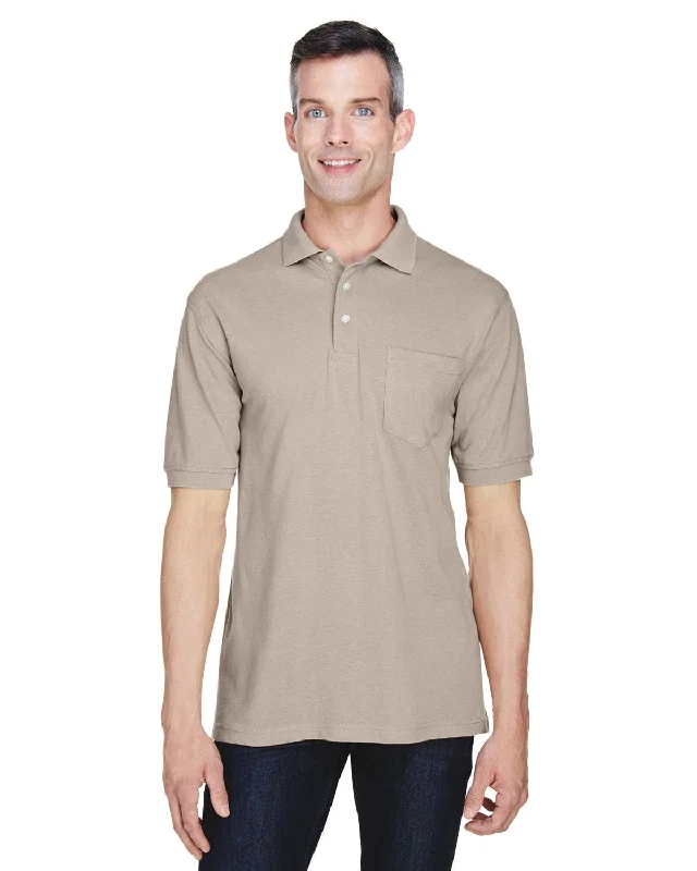 Weekend Discounts to Enjoy Harriton Easy Blend Pocket Polo Shirt | Stone