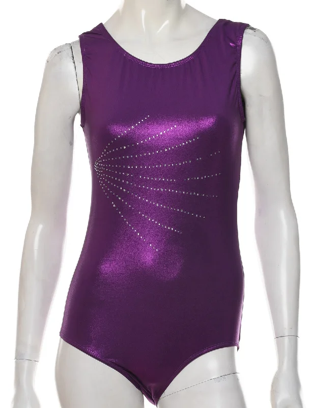 Weekend Specials to Cherish Purple Sparkly Embellished Bodysuit - M