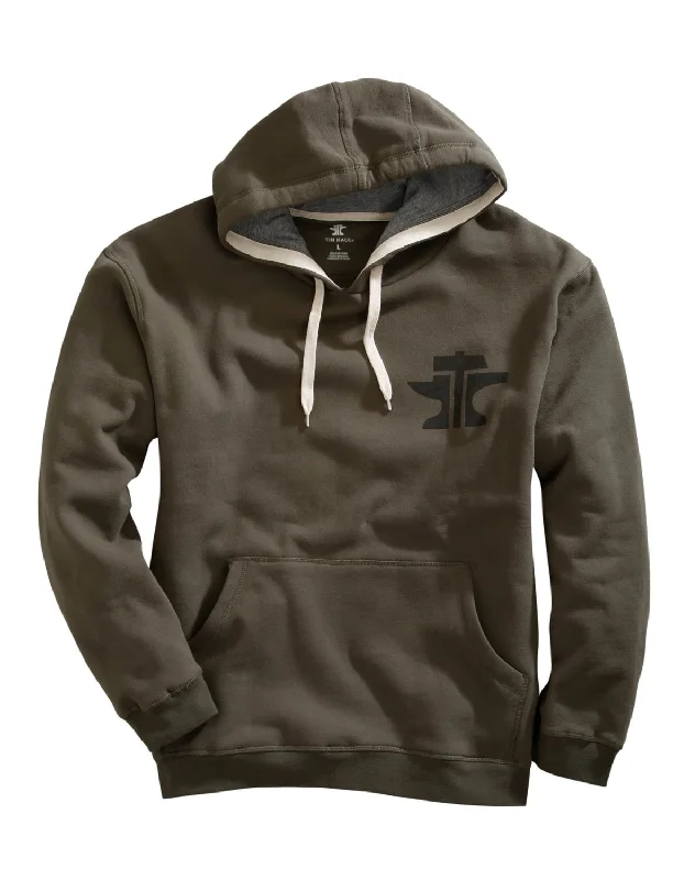 Weekend Discounts to Indulge In Tin Haul Mens Military Green Cotton Blend Anvil Logo Hoodie Weekend Discounts to Indulge In Tin Haul Mens Military Green Cotton Blend Anvil Logo Hoodie