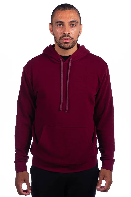 Savings Event Next Level Mens Sueded French Terry Hooded Sweatshirt Hoodie w/ Pouch Pocket - Maroon