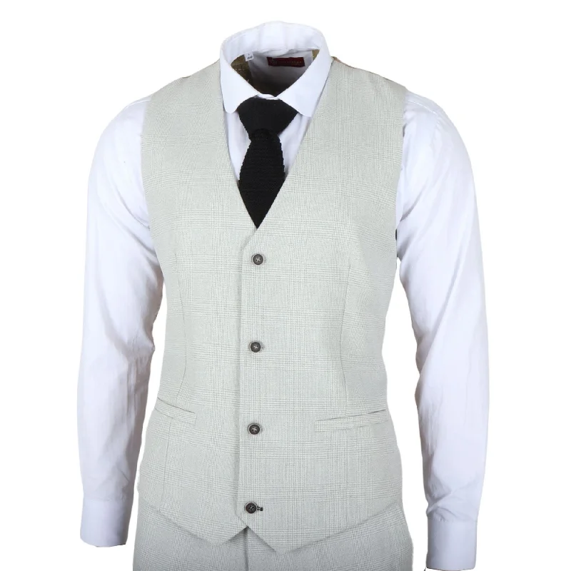 Weekend Discounts to Savor Men's Waistcoat Grey Checked Tailored Fit Vest