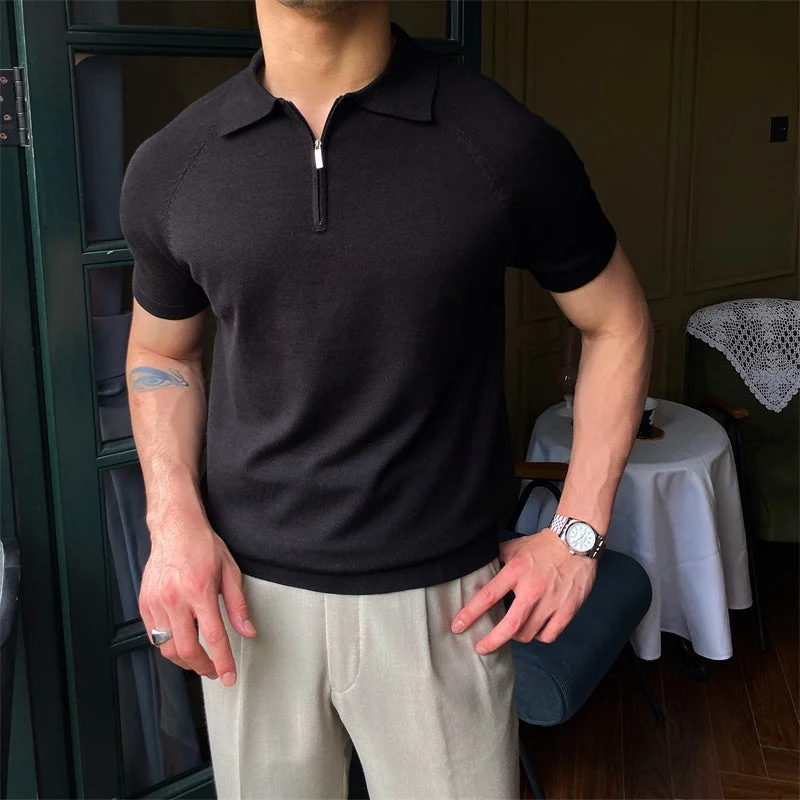 Weekend Discounts Worth Grabbing Zipped Knit Polo Collar