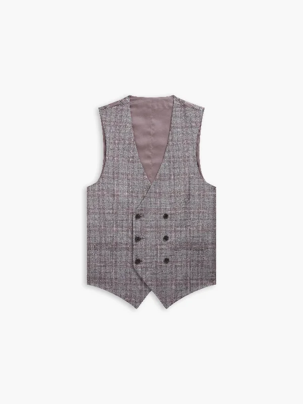 Highgrove Woven in Italy Slim Fit Grey Check Waistcoat