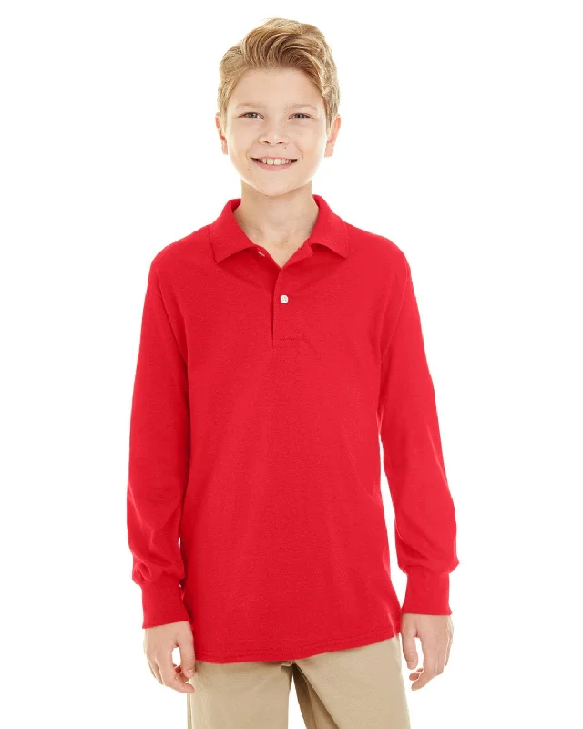 Jerzees Youth Long Sleeve Polo Shirt | True Red