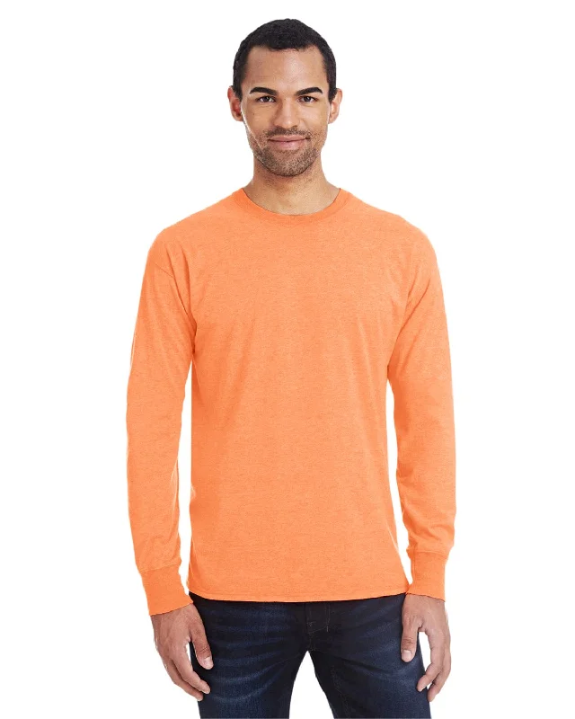 Hanes Mens X-Temp Long Sleeve T-Shirt | Neon Orange Hthr