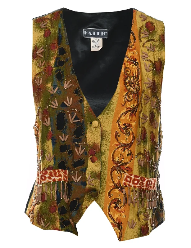 Patterned Multi-Colour Beaded Waistcoat - M