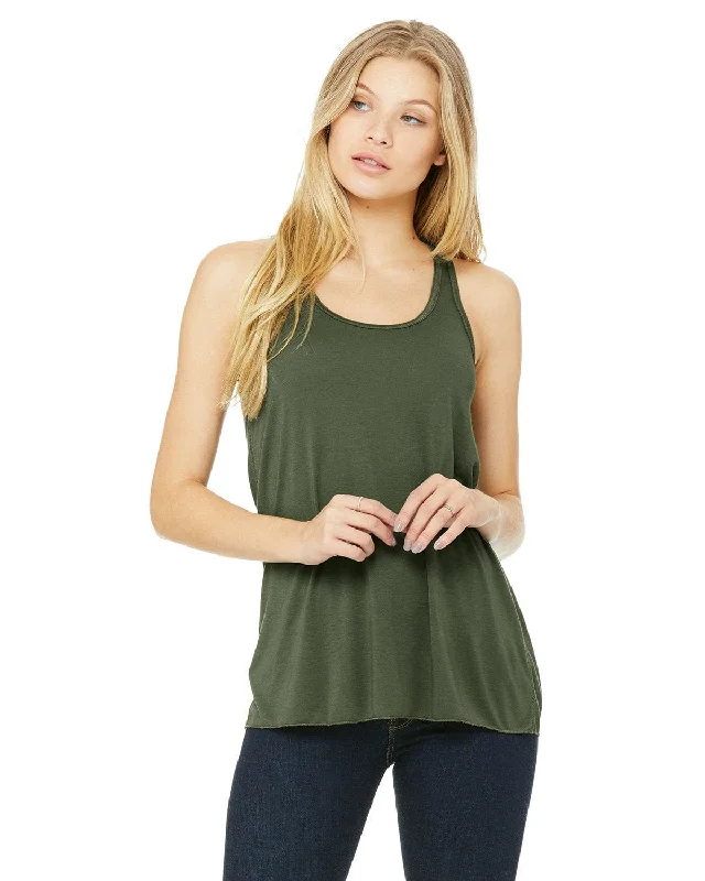 Super Deal Bella+Canvas Ladies Flowy Racerback Tank | Military Green