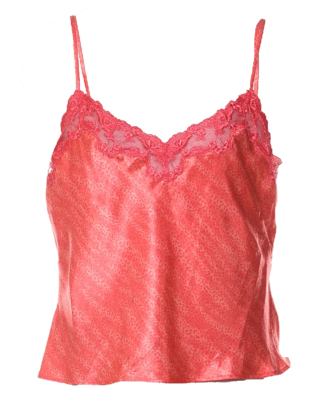 Online Exclusive Pink Lace Trim Strappy Leopard Print Camisole - S