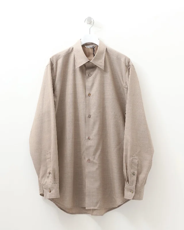Massive Deal SUPER FINE TROPICAL WOOL SHIRT TOP GRAY BEIGE