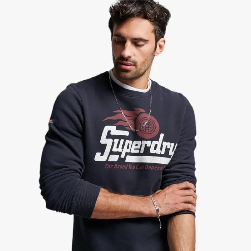 Superdry Mens Sports Hoody Vintage Industrial Logo Black