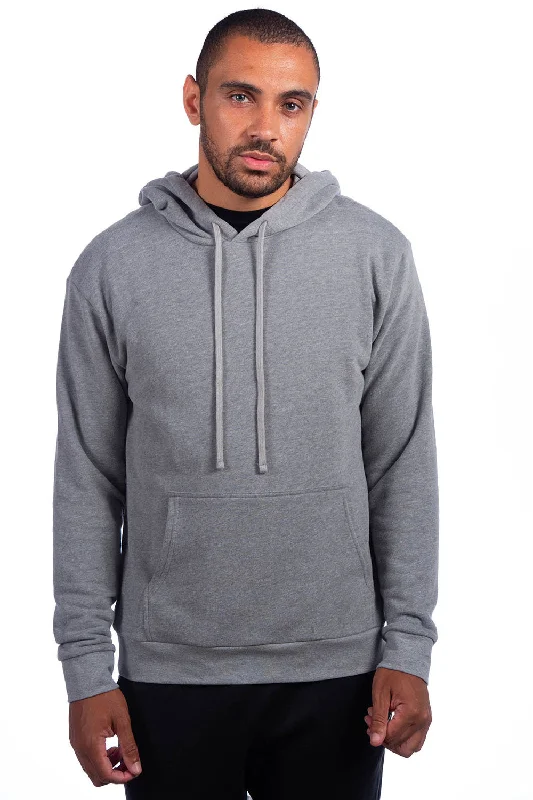 Shop Now Next Level Mens Sueded French Terry Hooded Sweatshirt Hoodie w/ Pouch Pocket - Heather Grey