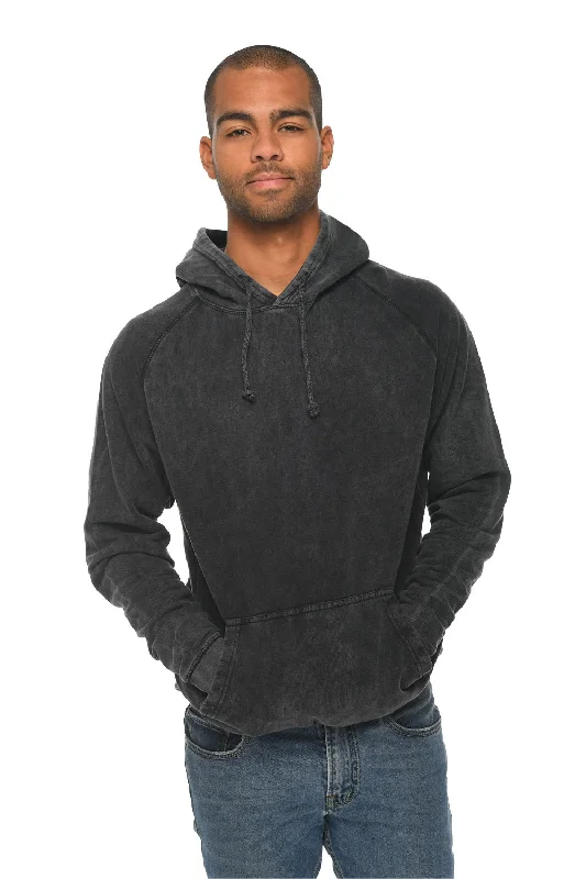 Weekend Steals Await Lane Seven Mens Vintage Raglan Hooded Sweatshirt Hoodie w/ Pouch Pocket - Vintage Black