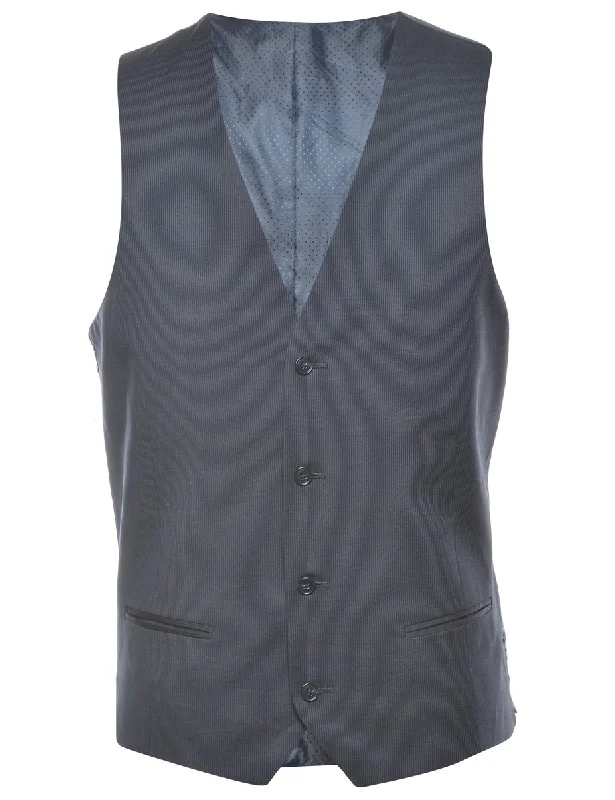 Weekend Specials to Savor Pinstriped Navy Waistcoat - L