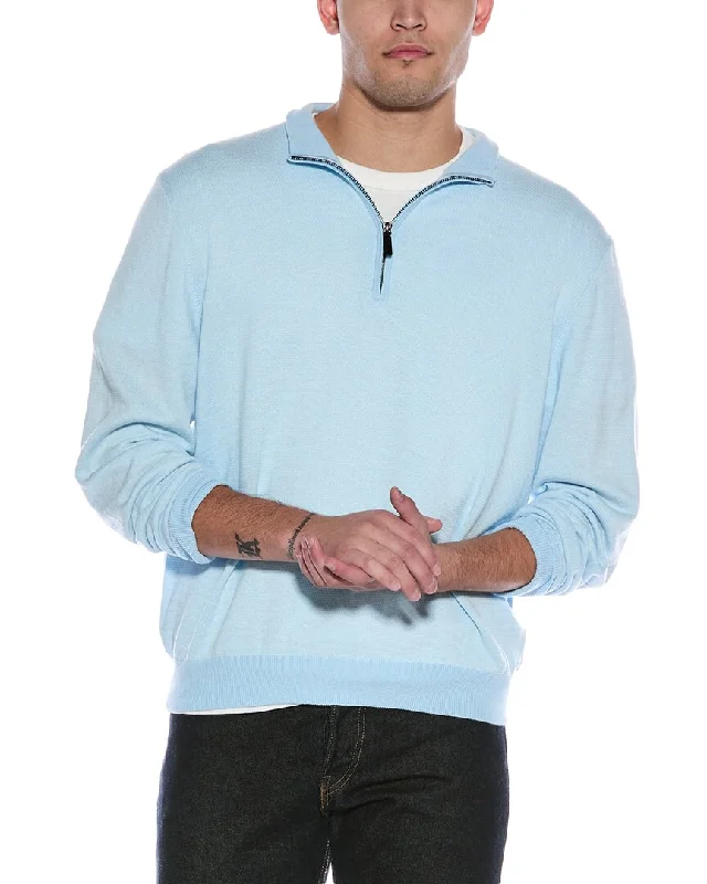 Weekend Specials to Savor Alashan Birdseye Cashmere-Blend 1/4-Zip Mock Sweater