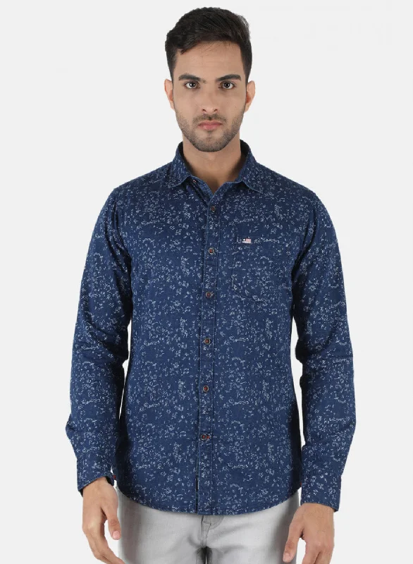 Men Blue Printed Shirt