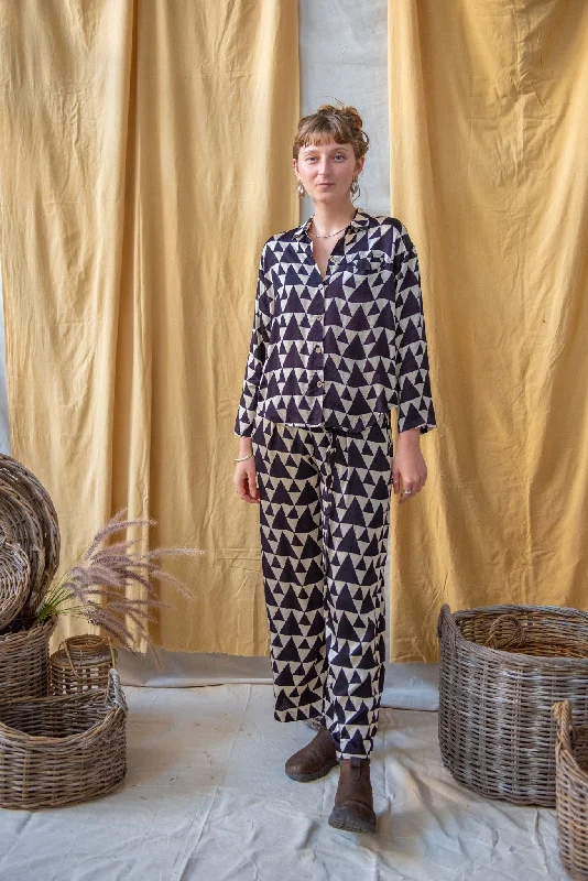 Sale Event Long Sleeve Boxy Collared Shirt Ajrakh Silk Triangle Print