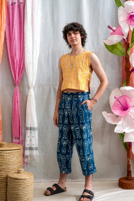 Weekend-Only Price Drops Tank Tie Top – Pink & Yellow Candy Stripe Print