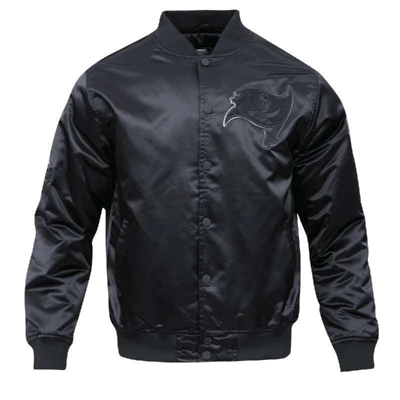 NFL TAMPA BAY BUCCANEERS TRIPLE BLACK MEN'S SATIN JACKET (TRIPLE BLACK)