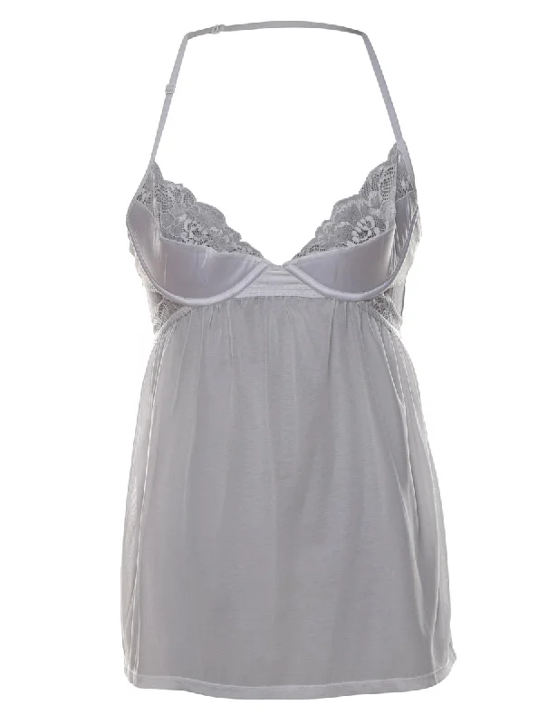 Sheer Lace Grey Babydoll  - XS