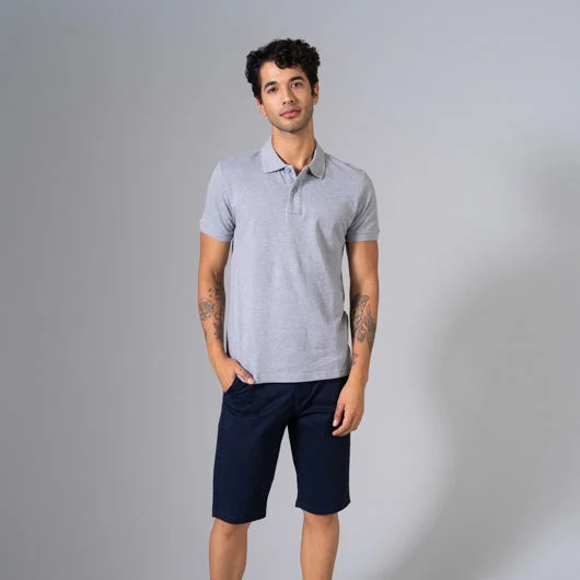 Smokey Trail Light Grey Cotton Polo T-Shirt