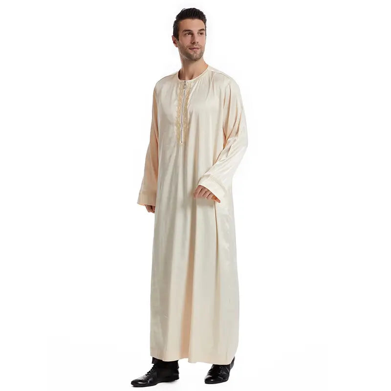 Middle East Arab Muslim Men Front Zipper Thobe Thawb