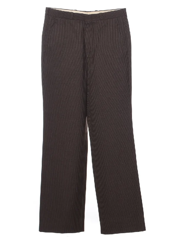 Weekend Savings Spree Pinstriped Brown Trousers - W29 L32