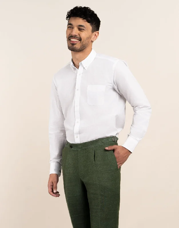 Weekend Savings Extravaganza Ohope White Cotton-Linen Shirt