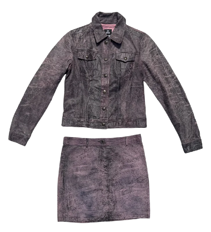 Buy Today Rare Versace Suede Two Piece Skirt Suit - M