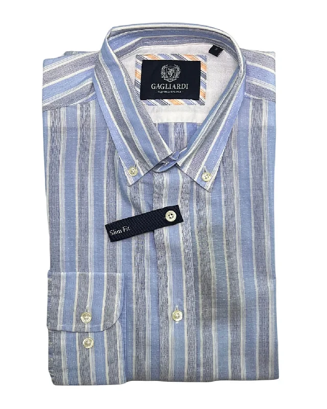 Blue Bold Stripe Jacquard Shirt