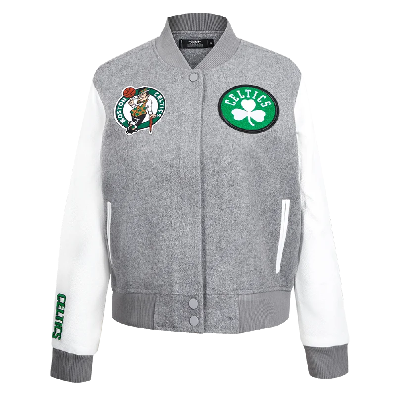 Weekend Discounts to Enjoy NBA BOSTON CELTICS CLASSIC WOMEN'S WOOL VARSITY JACKET (HEATHER GREY/WHITE) Weekend Discounts to Enjoy NBA BOSTON CELTICS CLASSIC WOMEN'S WOOL VARSITY JACKET (HEATHER GREY/WHITE)